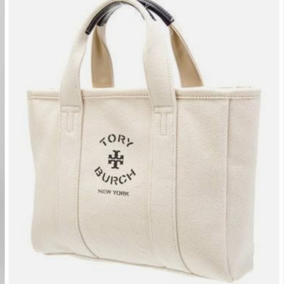 Tory Burch Cream Canvas Tote Bag - Picture 4 of 7